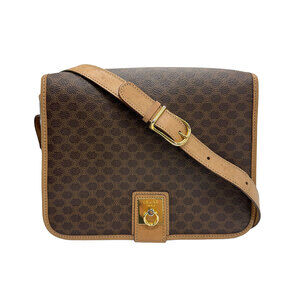 Celine Shoulder Bag Brown Macadam Coated Canvas